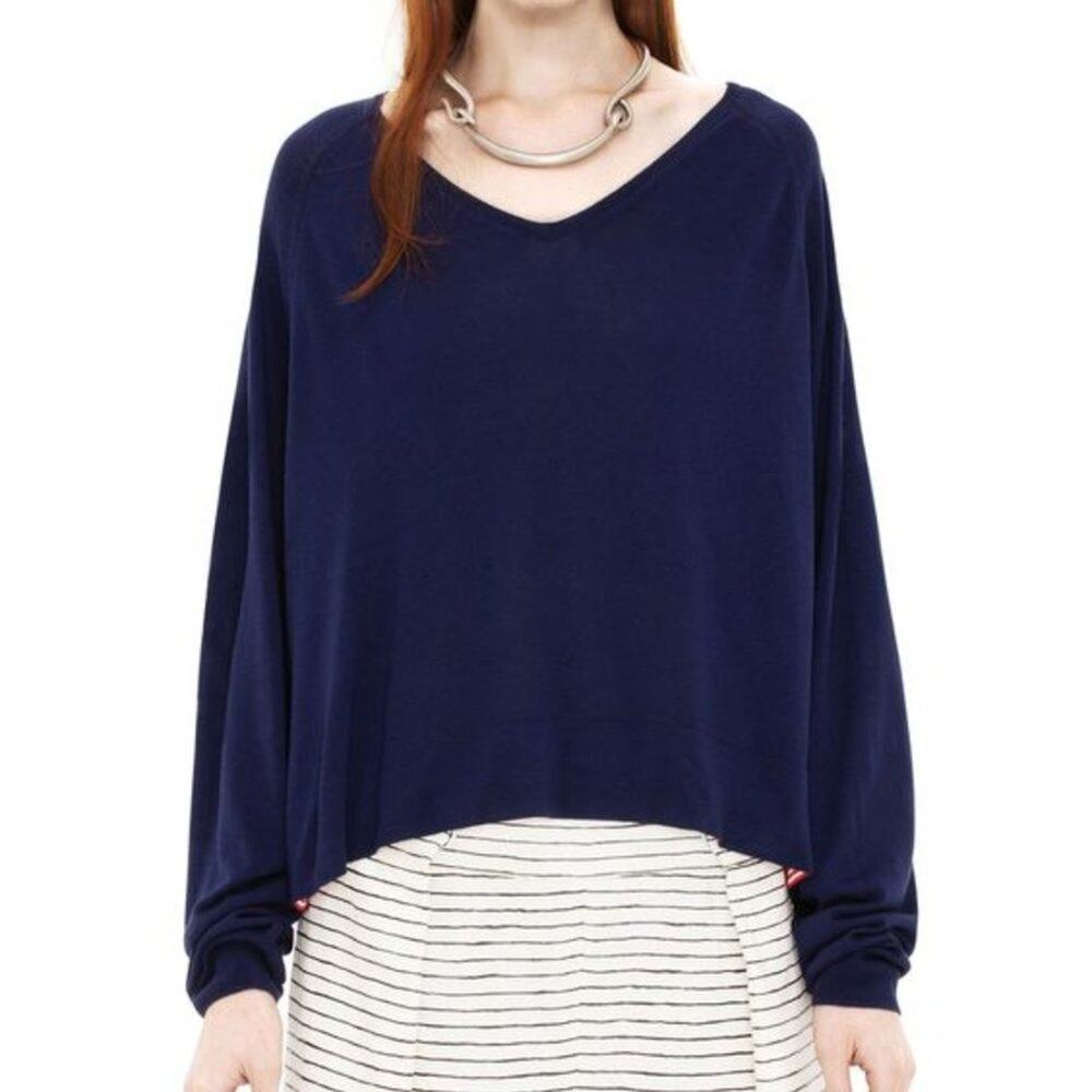 ACNE Studios Once Top V-Neck Slouchy Lightweight Navy Size XS